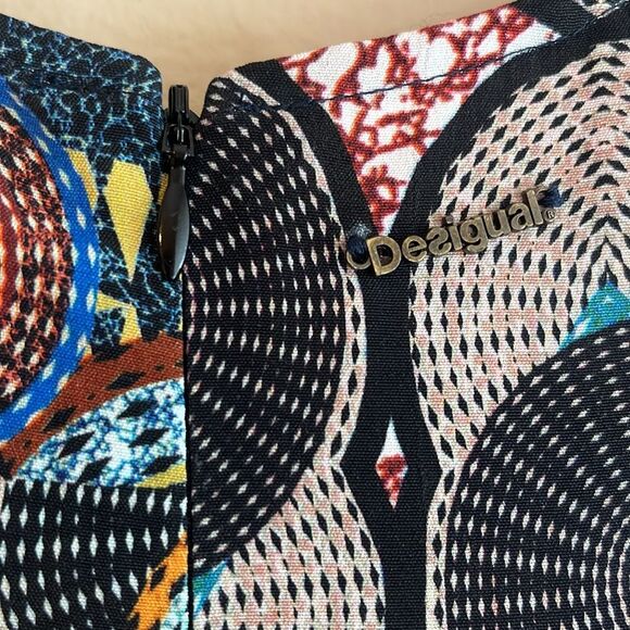 NWT Womens Desigual Mina 3/4 Sleeve Geometric Tie Front Dress size 44 (US 10) - Picture 13 of 15